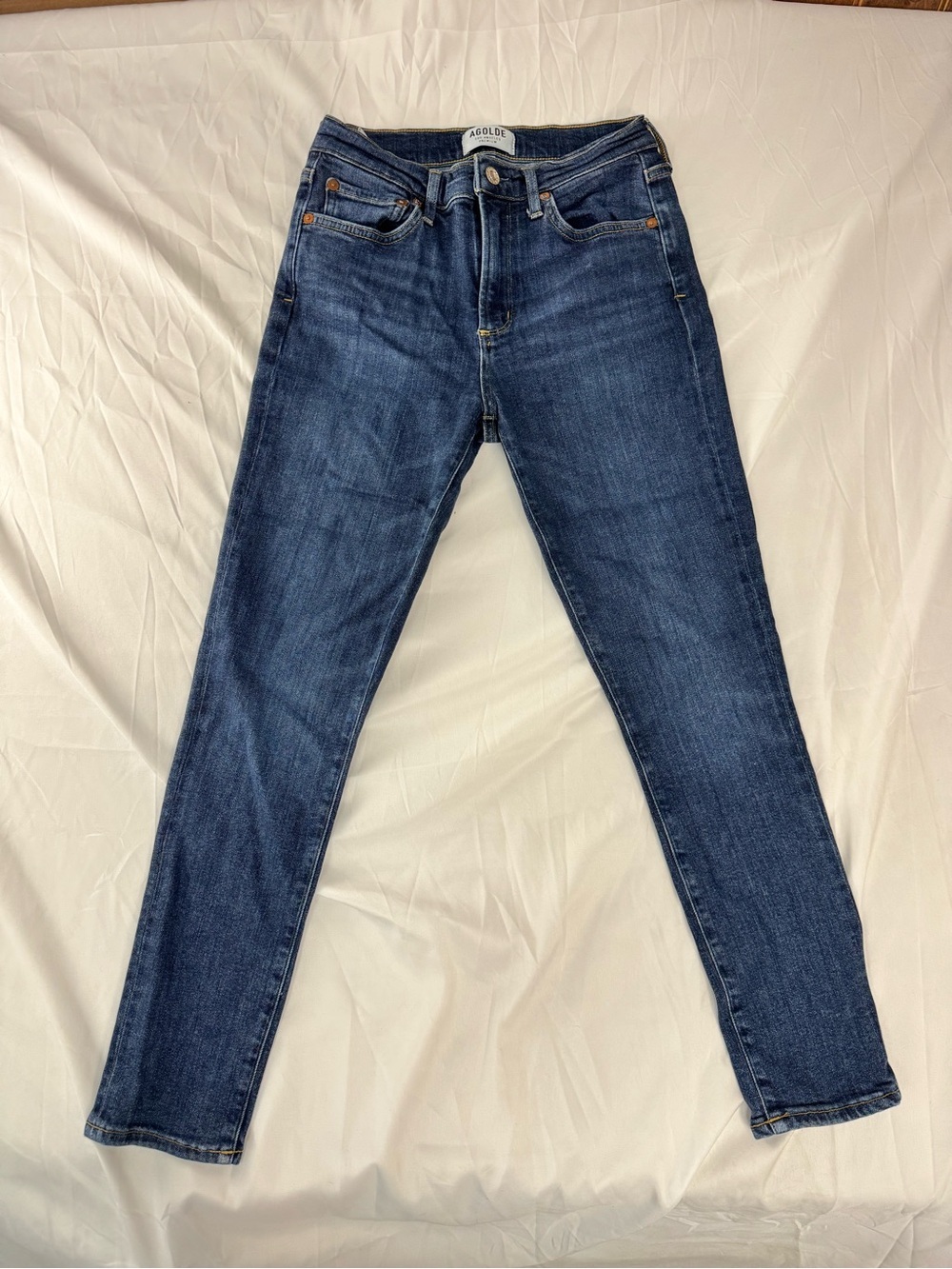 Agolde Dark Blue High-Rise Skinny Jeans